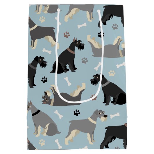 Schnauzer Paws und Knochen Mittlere Geschenktüte (Rückseite)
