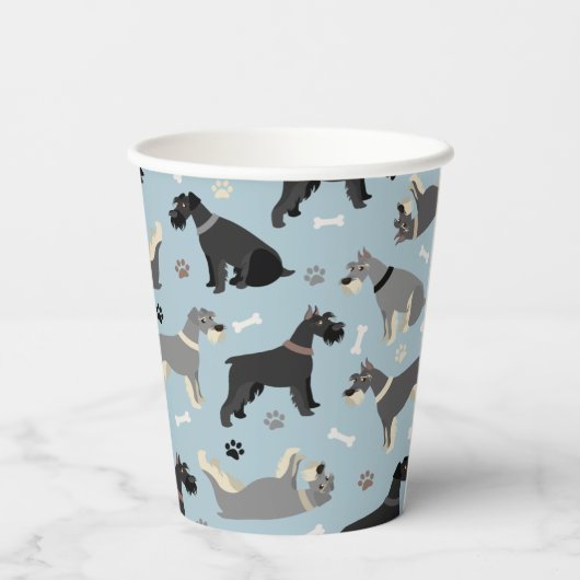 Schnauzer Paws und Knochen Pappbecher (Rückseite)