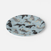 Schnauzer Paws und Knochen Pappteller (Schrägansicht)