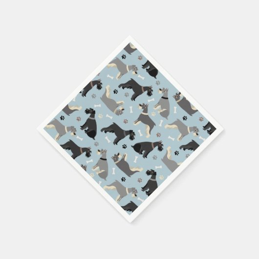 Schnauzer Paws und Knochen Serviette (Ecke)
