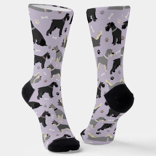 Schnauzer-Paws und Knochenstücke Socken (Gewinkelt)