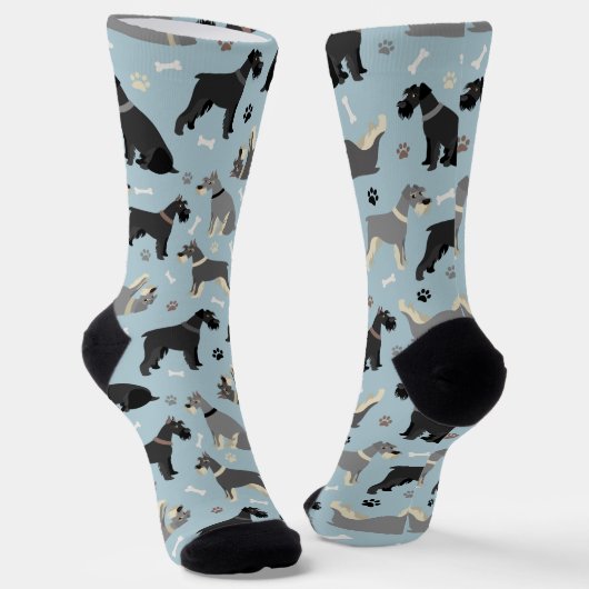 Schnauzer-Paws und Knochenstücke Socken (Gewinkelt)