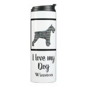 Schnauzer Pet Hund Silhouette Gelb & Blau Thermosbecher (Nach links gedreht)