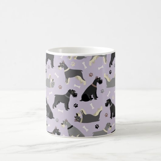 Schnauzer-Pfauen und Knochen-Tasse Kaffeetasse (Mittel)