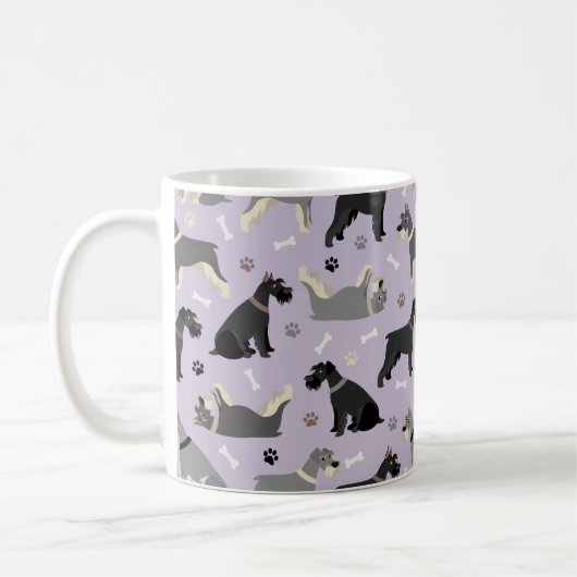 Schnauzer-Pfauen und Knochen-Tasse Kaffeetasse (Links)