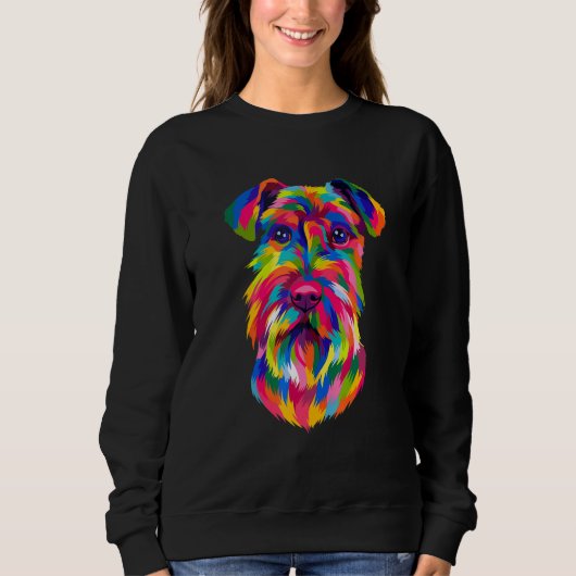 Schnauzer Pop Art Mini Schnauzer Portrait Dog Colo Sweatshirt (Vorderseite)