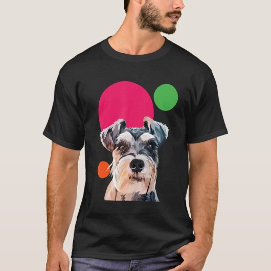 Schnauzer Pop Art Mini Schnauzer Portrait Dog Colo T-Shirt (Vorderseite)
