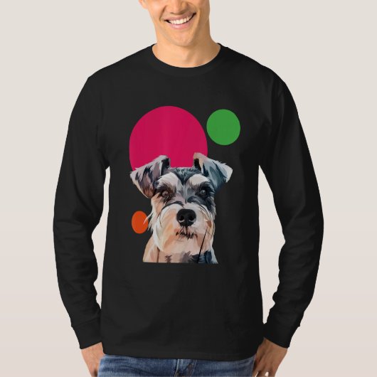 Schnauzer Pop Art Mini Schnauzer Portrait Dog Colo T-Shirt (Vorderseite)
