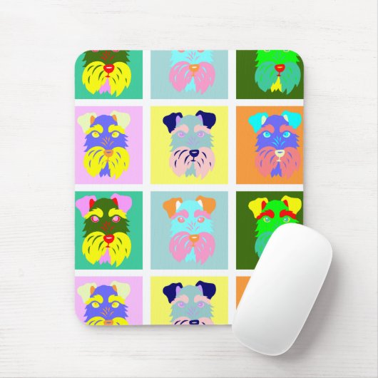 Schnauzer-Pop-Kunst Mousepad (Mit Mouse)