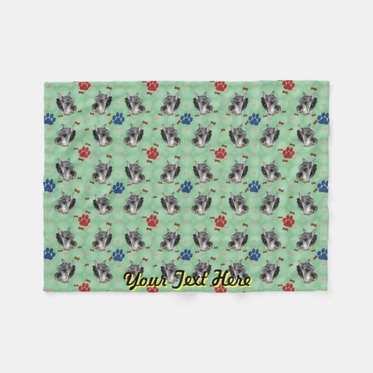 Schnauzer Portrait Fleecedecke (Vorderseite (Horizontal))