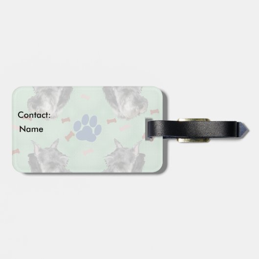 Schnauzer Portrait Gepäckanhänger (Rückseite horizontal)