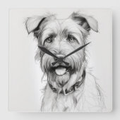 Schnauzer Portrait Pencil Sketch Quadratische Wanduhr (Vorderseite)