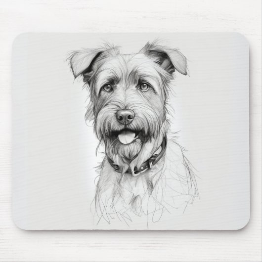 Schnauzer Portrait Sketch Mousepad (Vorne)