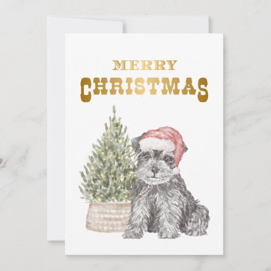 Schnauzer Puppy Christmas Card Feiertagskarte (Vorderseite)