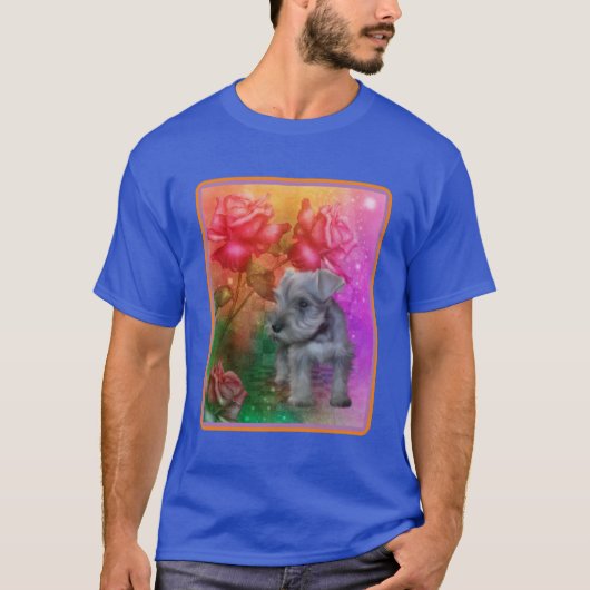 Schnauzer Puppy Fantasy Rose Hund T-Shirt (Vorderseite)