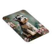 Schnauzer Puppy Spring Cherry Blossoms Flexible Magnet (Rechte Seite)
