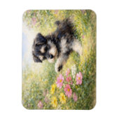 Schnauzer Puppy Springtime Flowers Flexible Magnet (Vertikal)