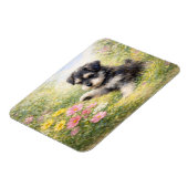 Schnauzer Puppy Springtime Flowers Flexible Magnet (Linke Seite)
