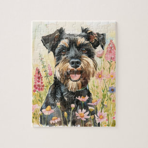 Schnauzer-Puzzle – Wasserfarben-Puzzle für Hunde-L Puzzle