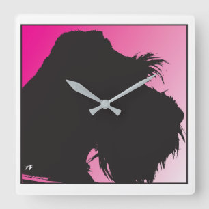 Schnauzer Quadratische Wanduhr
