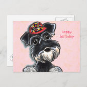 Schnauzer Red Cap Off Leash Art™ Postkarte (Vorne/Hinten)