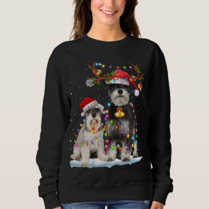 Schnauzer Reindeer Weihnachtsmannmütze Xmas Lights Sweatshirt