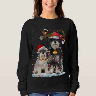 Schnauzer Reindeer Weihnachtsmannmütze Xmas Lights Sweatshirt