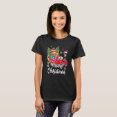 Schnauzer Ride Red Truck Merry Christmas Pajama T-Shirt (Vorne ganz)
