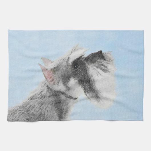 Schnauzer (Riese, Standard) 2 malend - Hundekunst Geschirrtuch (Horizontal)