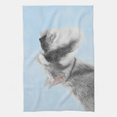 Schnauzer (Riese, Standard) 2 malend - Hundekunst Geschirrtuch (Vertikal)