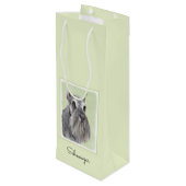 Schnauzer (Riese, Standard) Malerei - Hundekunst Geschenktüte Für Weinflaschen (Rückseite Schrägansicht)