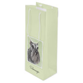 Schnauzer (Riese, Standard) Malerei - Hundekunst Geschenktüte Für Weinflaschen (Vorderseite Schrägansicht)