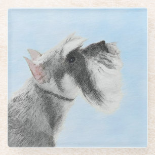 Schnauzer (Riese, Standard) Malerei - Hundekunst Glasuntersetzer