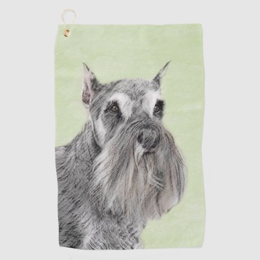 Schnauzer (Riese, Standard) Malerei - Hundekunst Golfhandtuch (Vorderseite)