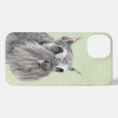Schnauzer (Riese, Standard) Malerei - Hundekunst iPhone Hülle (Rückseite (Horizontal))