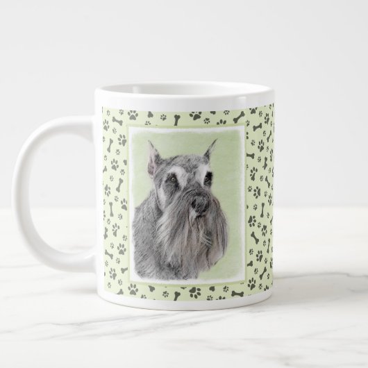 Schnauzer (Riese, Standard) Malerei - Hundekunst Jumbo-Tasse (Links)