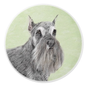 Schnauzer (Riese, Standard) Malerei - Hundekunst Keramikknauf