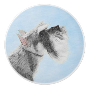 Schnauzer (Riese, Standard) Malerei - Hundekunst Keramikknauf