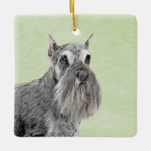 Schnauzer (Riese, Standard) Malerei - Hundekunst Keramikornament (Vorderseite)