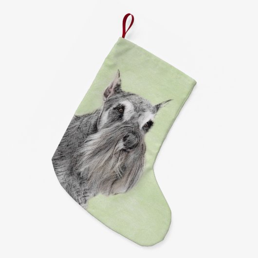 Schnauzer (Riese, Standard) Malerei - Hundekunst Kleiner Weihnachtsstrumpf (Vorderansicht (hängend))