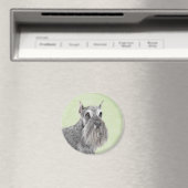 Schnauzer (Riese, Standard) Malerei - Hundekunst Magnet (In Situ (Geschirrspüler))