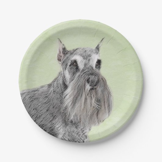 Schnauzer (Riese, Standard) Malerei - Hundekunst Pappteller (Vorderseite)