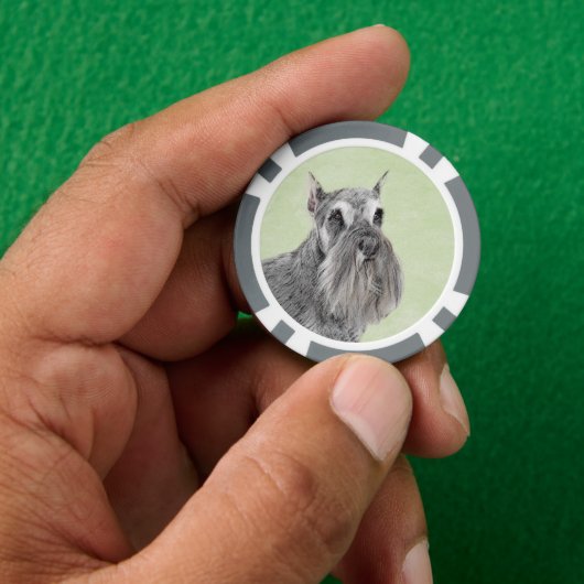 Schnauzer (Riese, Standard) Malerei - Hundekunst Pokerchips (Hand)