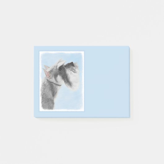 Schnauzer (Riese, Standard) Malerei - Hundekunst Post-it Klebezettel (Vorderseite)
