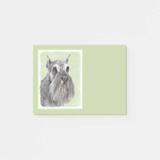 Schnauzer (Riese, Standard) Malerei - Hundekunst Post-it Klebezettel (Vorderseite)