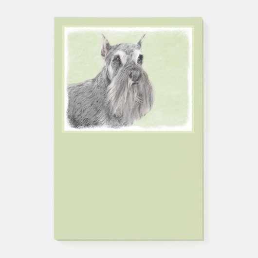 Schnauzer (Riese, Standard) Malerei - Hundekunst Post-it Klebezettel (Vorderseite)