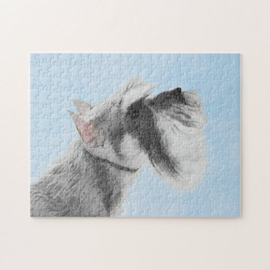 Schnauzer (Riese, Standard) Malerei - Hundekunst Puzzle (Horizontal)