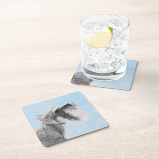 Schnauzer (Riese, Standard) Malerei - Hundekunst Rechteckiger Pappuntersetzer (Vor Ort)