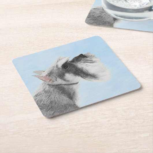 Schnauzer (Riese, Standard) Malerei - Hundekunst Rechteckiger Pappuntersetzer (angewinkelt)