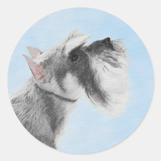 Schnauzer (Riese, Standard) Malerei - Hundekunst Runder Aufkleber (Vorderseite)